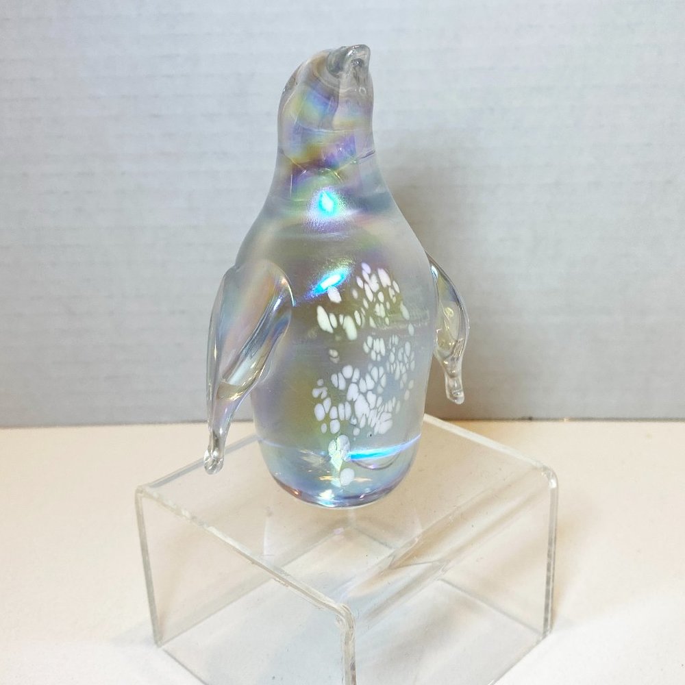 Clear Hand Blown Glass Penguin Christmas Collectible Winter Christmas